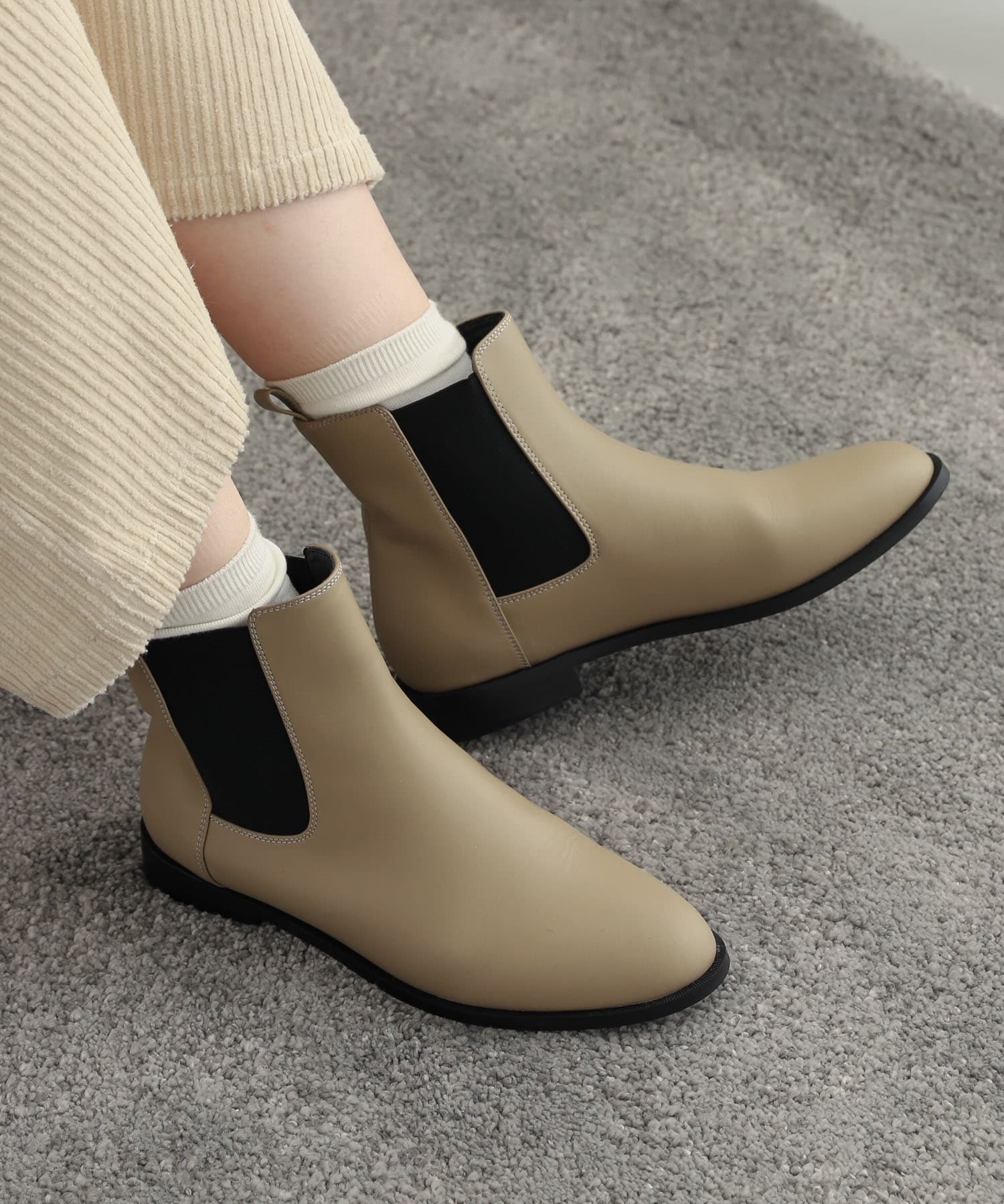 美品　EDWIN  27　レザー×生地　サイドゴアブーツ
