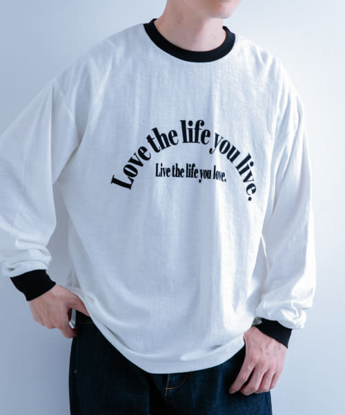 [ITEMS][スラブ接結ロゴプリント リンガーロングTシャツ]