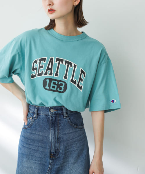 『堀田真由さん着用』『別注』champion×SENSE OF PLACE　グラフィックTシャツ