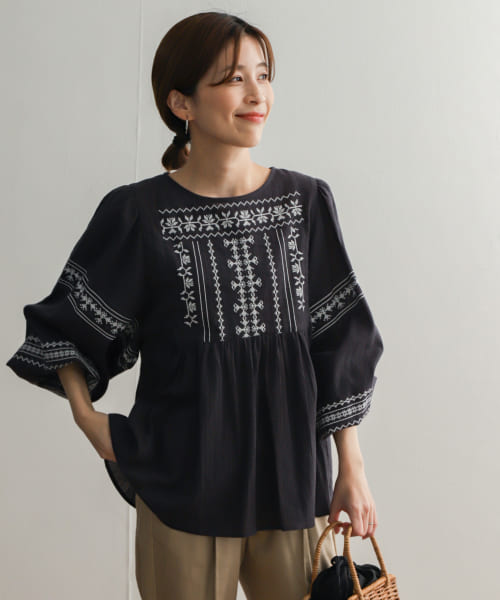 クロスステッチ刺繍楊柳ブラウス