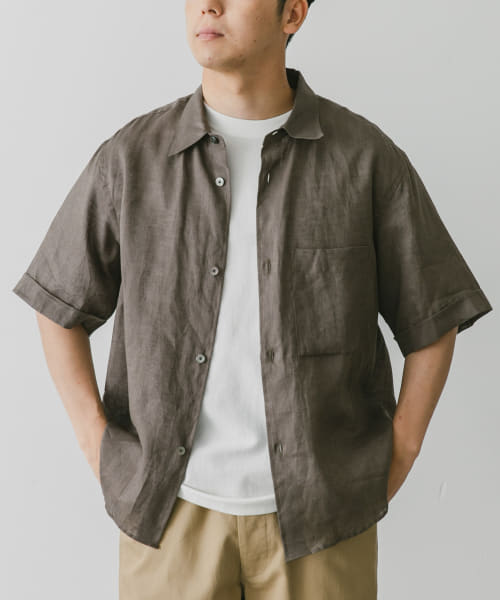 STILL BY HAND　バックタックリネンレギュラーカラーシャツ