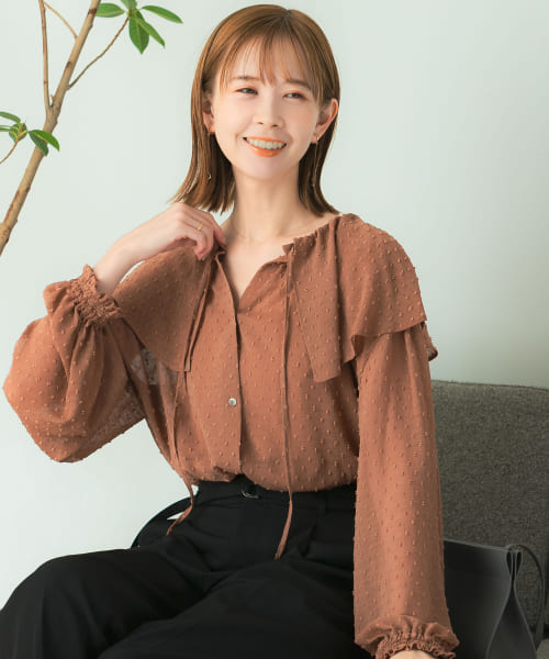 『WEB限定』ジャガードケープブラウス