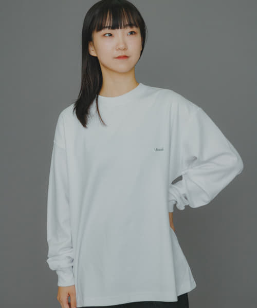 『ユニセックス』Uiscel　シシュウヘビーウエイトポンチロングTシャツ