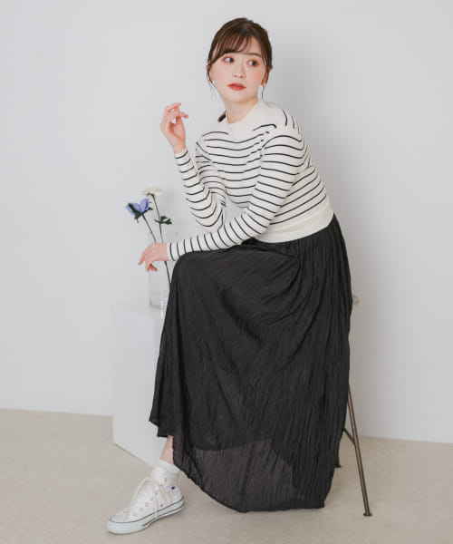 HEYUMM　ニットドッキングワッシャーワンピース