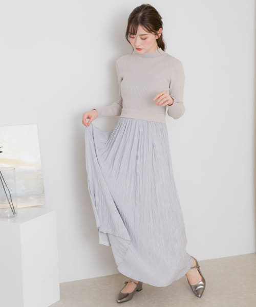 HEYUMM　ニットドッキングワッシャーワンピース