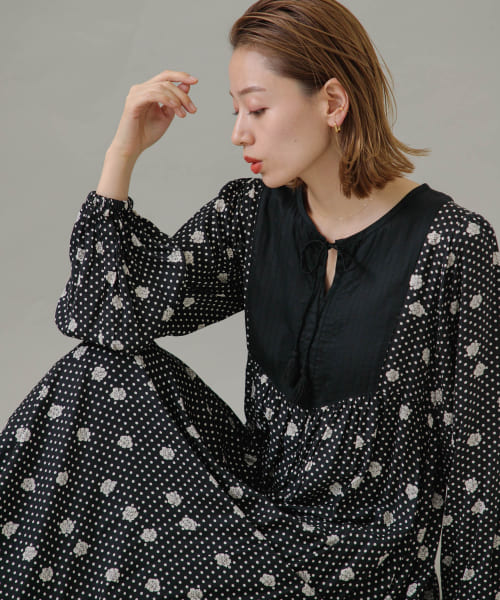 [Sonny Label][フラワーMIXサテンドットワンピース]