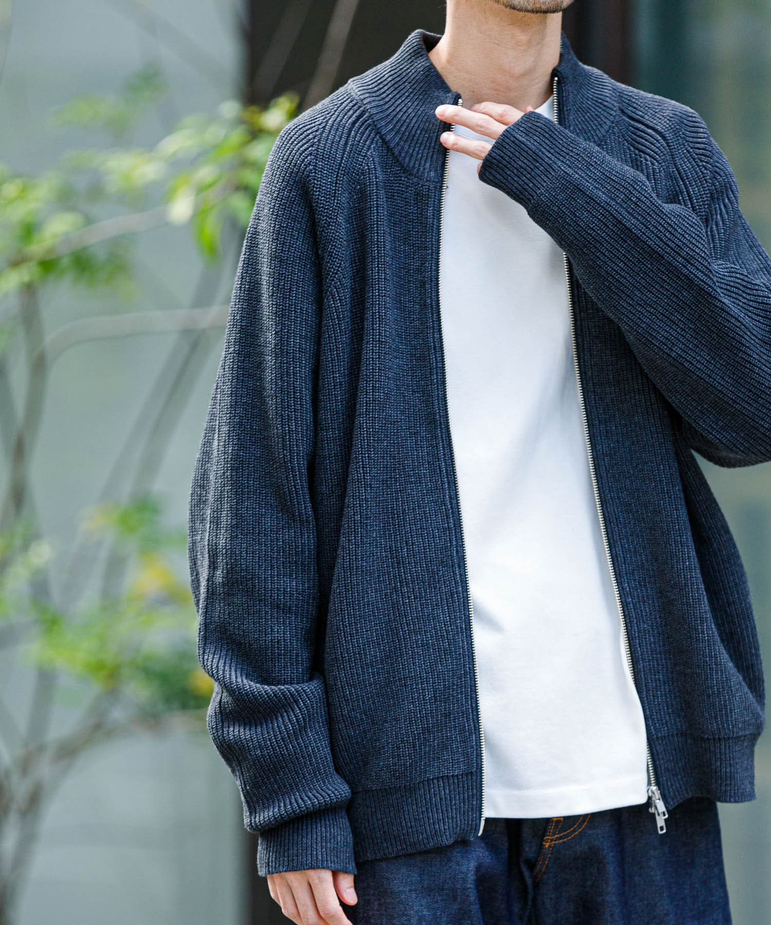 セール】Oversize jacquard drivers knit/オーバーサイズ