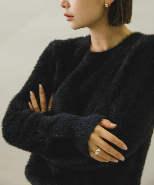 ヘアリーニットプルオーバー