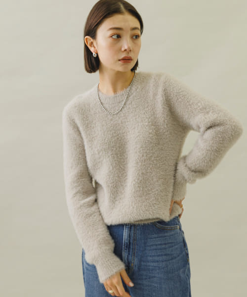 ヘアリーニットプルオーバー