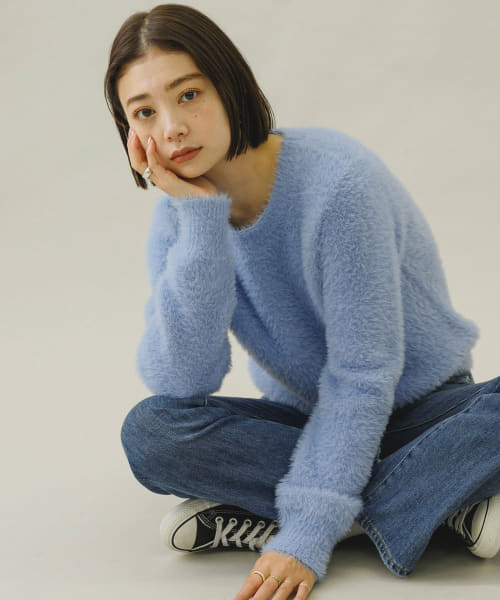 ヘアリーニットプルオーバー