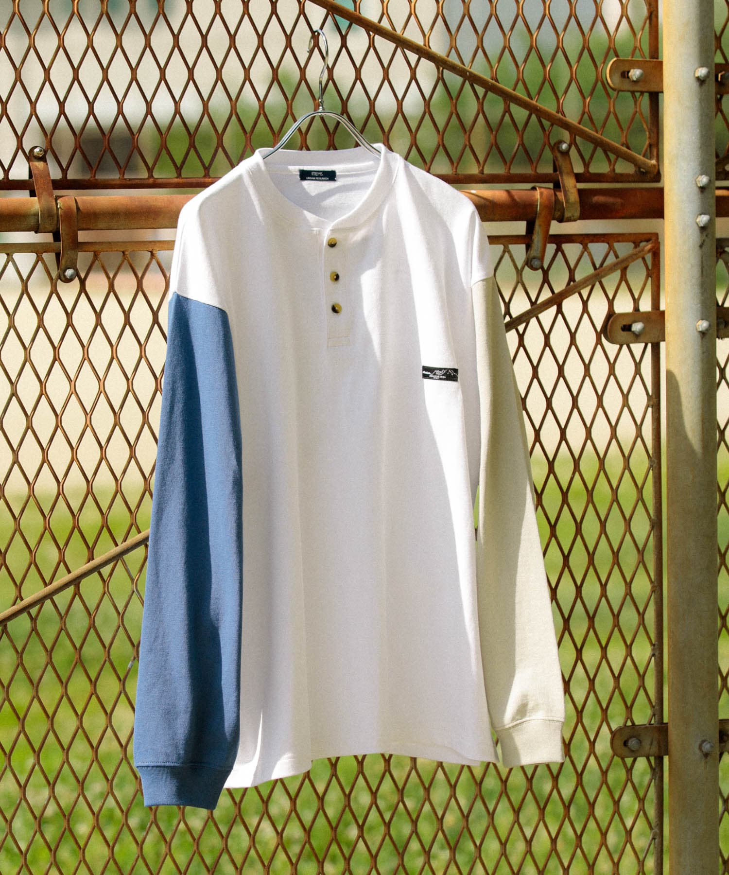 天竺 ワンポイント ヘンリーロングスリーブTシャツ[IT46-11C016