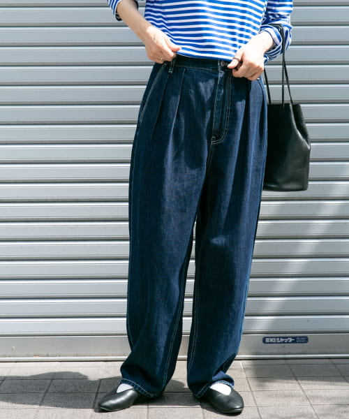 FORK&SPOON　ソフトツイストデニムインタックパンツ