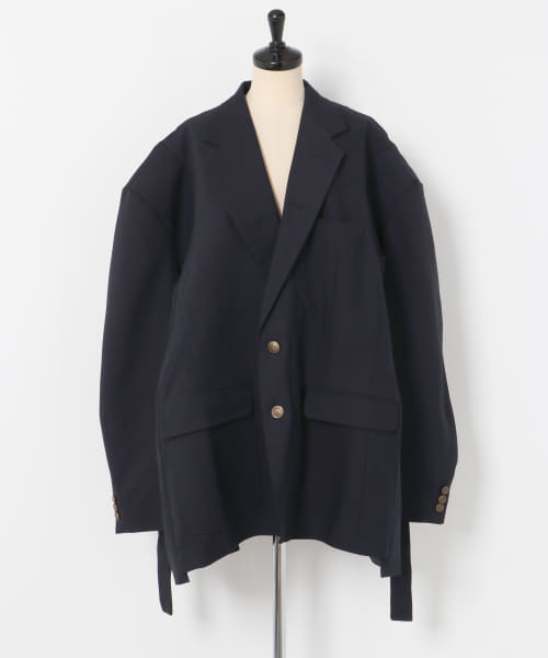 77circa　cutback wide navy blazer