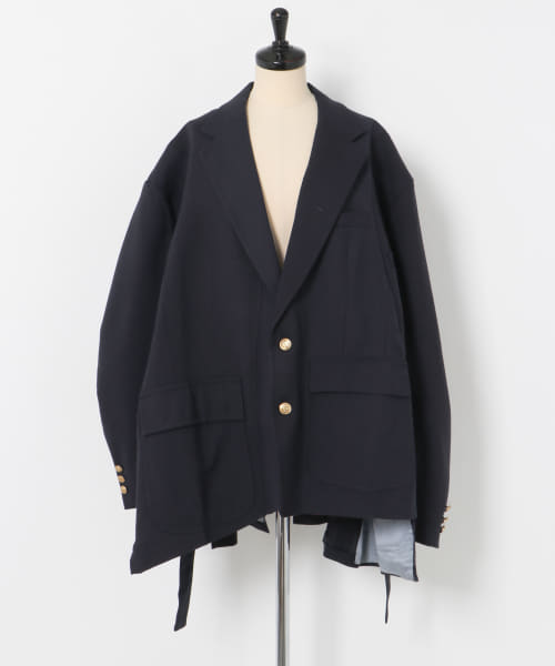 77circa　cutback wide navy blazer