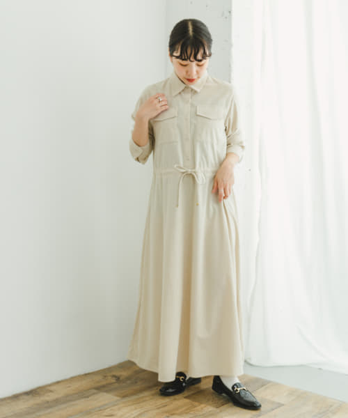 ピケロングシャツワンピース