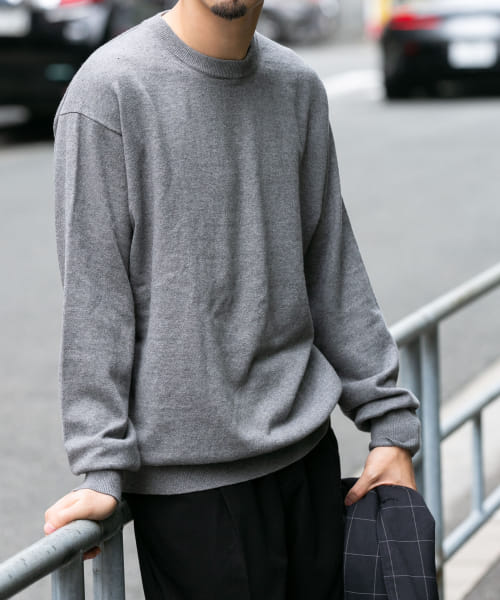 『一部WEB限定カラー』綿カシミヤクルーネックニット