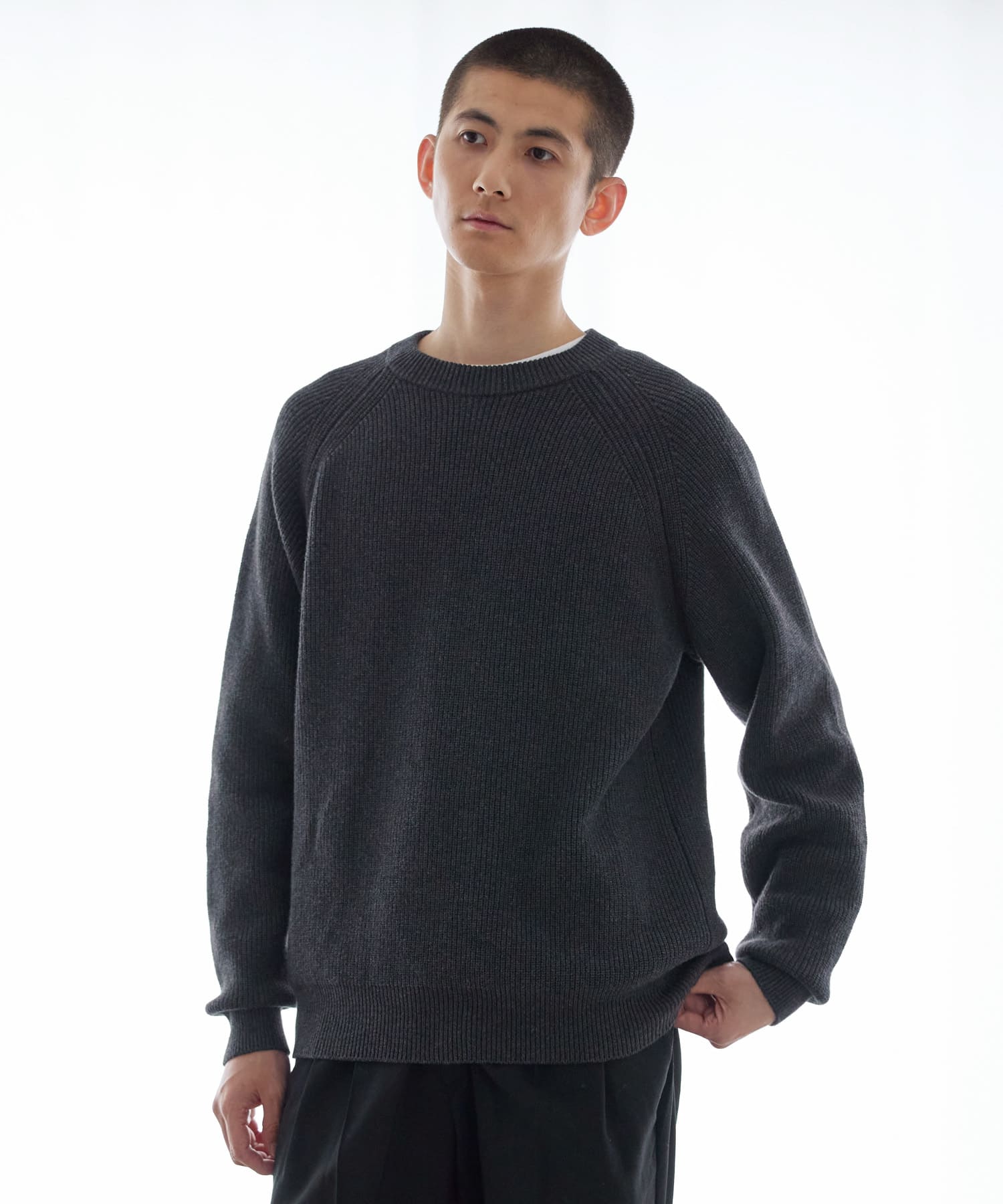 新発売 新商品 CASHMERE COTTON basic new 片畦 NECK[UR47-12B015]｜URBAN CREW カーディガン