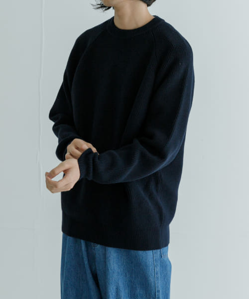 new basic COTTON CASHMERE 片畦 CREW NECK