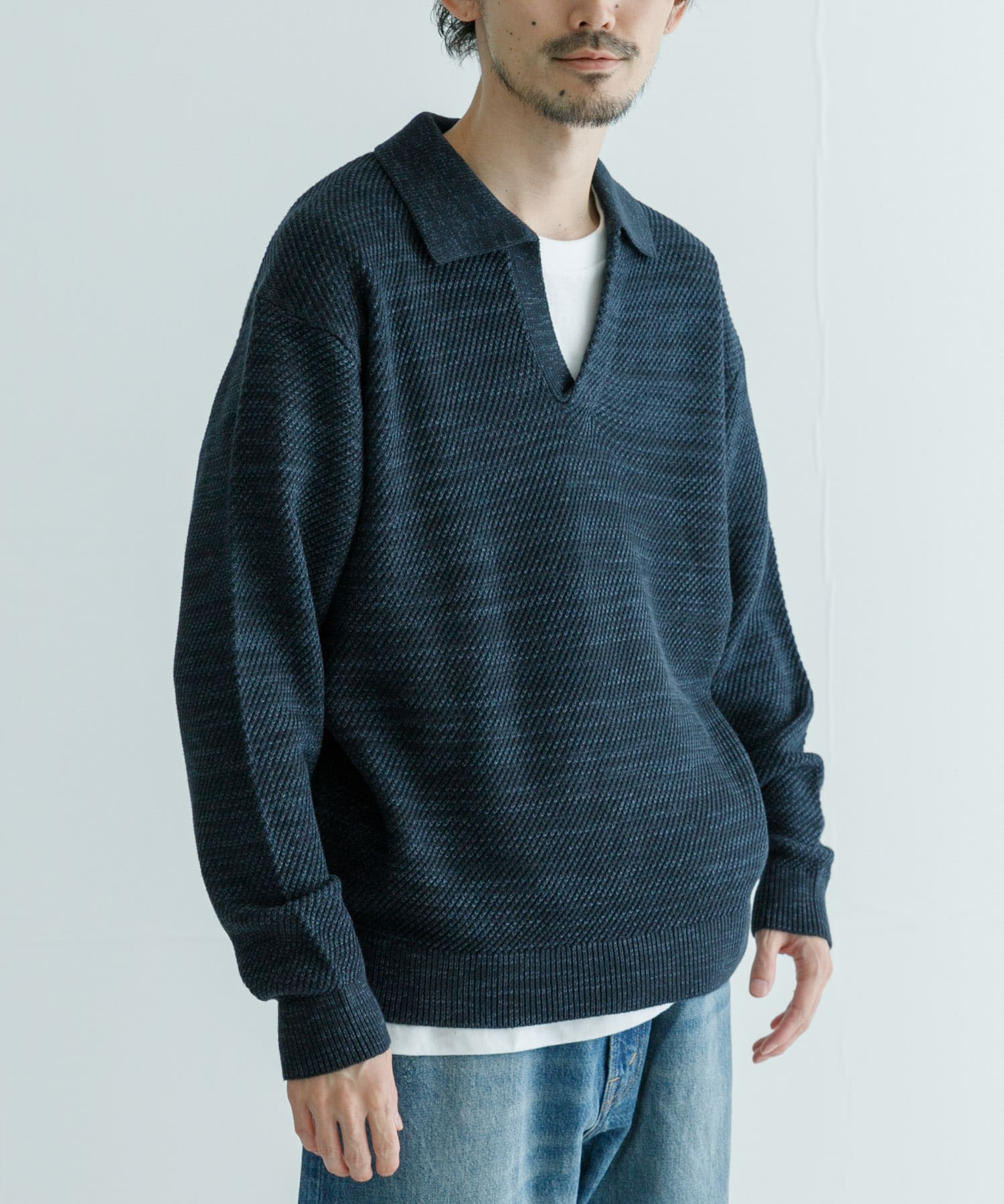 WAGAMI スキッパー ニット ポロシャツ[UR46-12B007]｜URBAN
