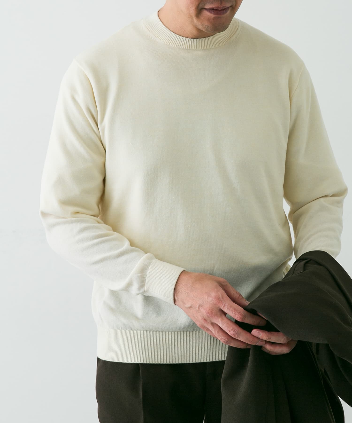 LIFE STYLE TAILOR マシンウォッシャブルクルーネックニット