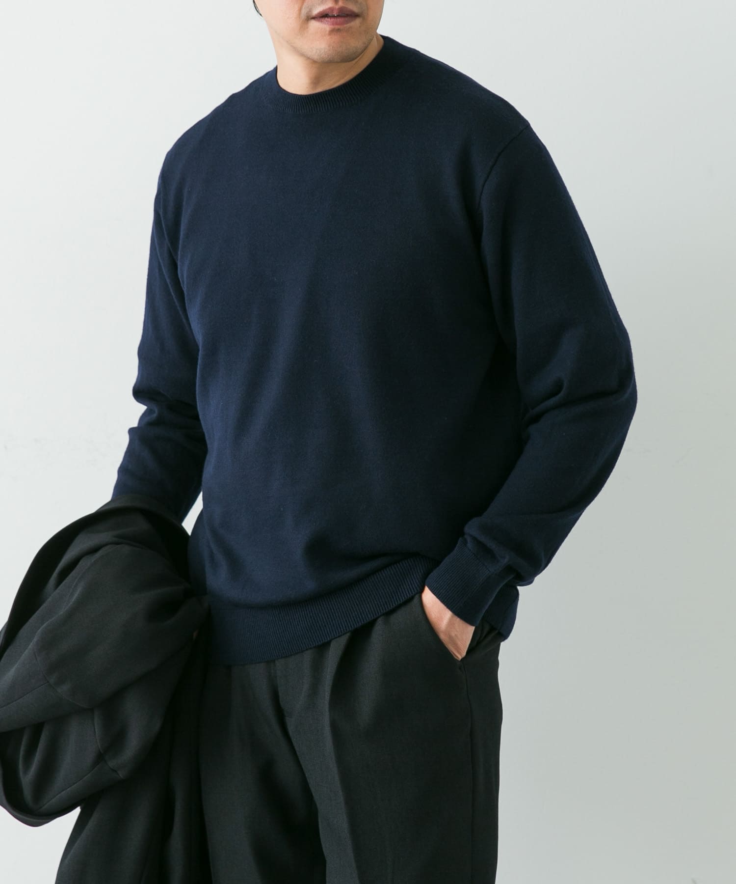 新作モデル LIFE STYLE TAILOR マシンウォッシャブルクルーネックニット トップス