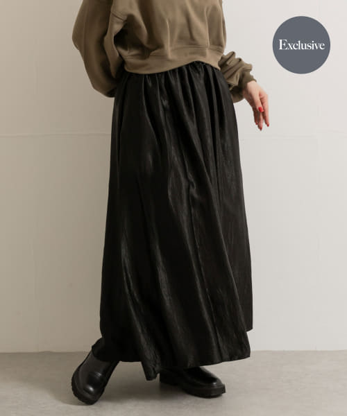 『別注』MIDIUMISOLID×TGM　satain volume skirt