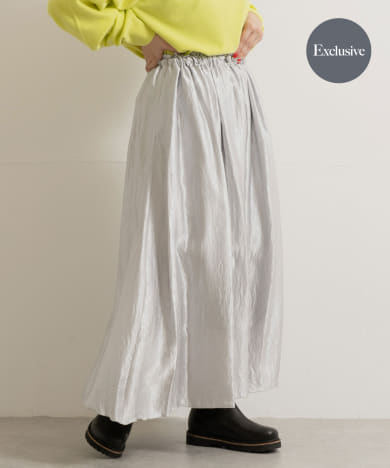 『別注』MIDIUMISOLID×TGM　satain volume skirt