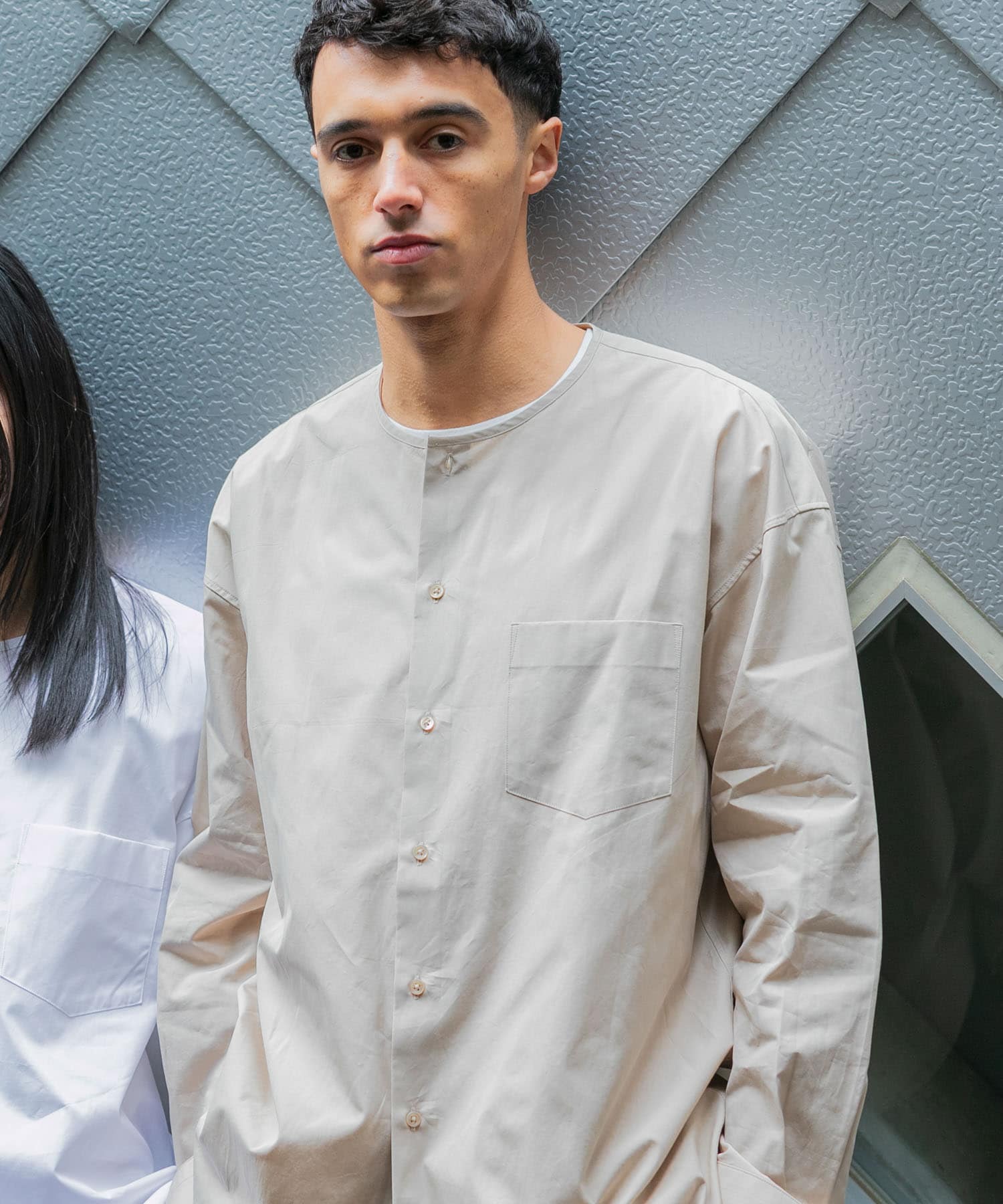 new basic THOMAS MASON NOCOLLAR SHIRTS[URA4-13B002]｜URBAN