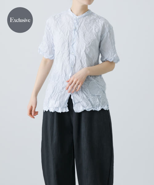 Vas-Y Lentement　BANDED COLLAR SHORT-SLEEVE SHIRTS