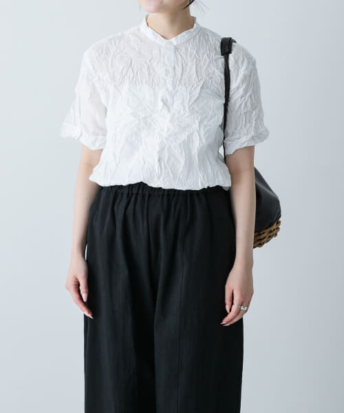 Vas-Y Lentement　BANDED COLLAR SHORT-SLEEVE SHIRTS