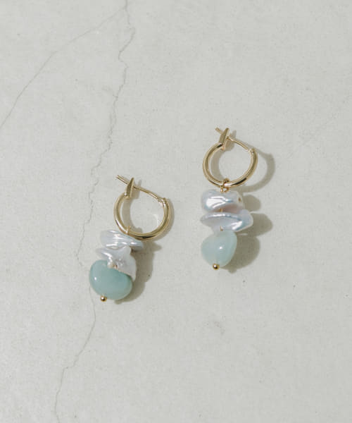ドロップストーンフープピアス