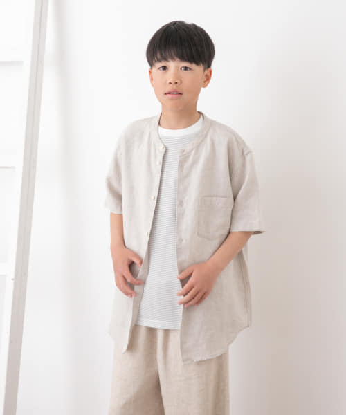 『WEB/一部店舗限定』『親子リンク』シルケットリネンバンドカラーシャツ(KIDS)
