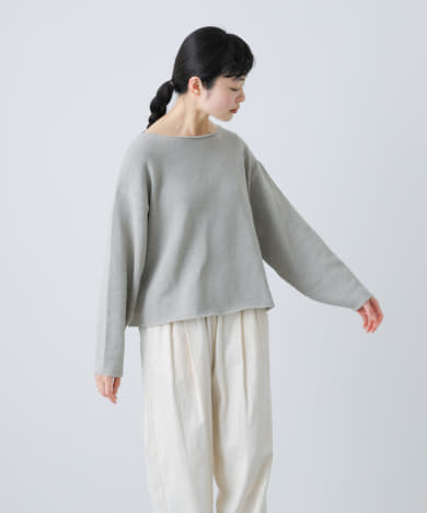 コットンテープヤーンボートネックニット