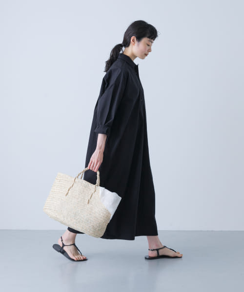 [かぐれ][『2サイズ展開』コットンシルクシャツワンピース]