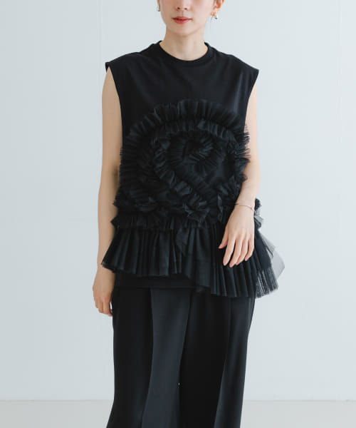 VIVIANO　Tulle Sleeveless T-shirts