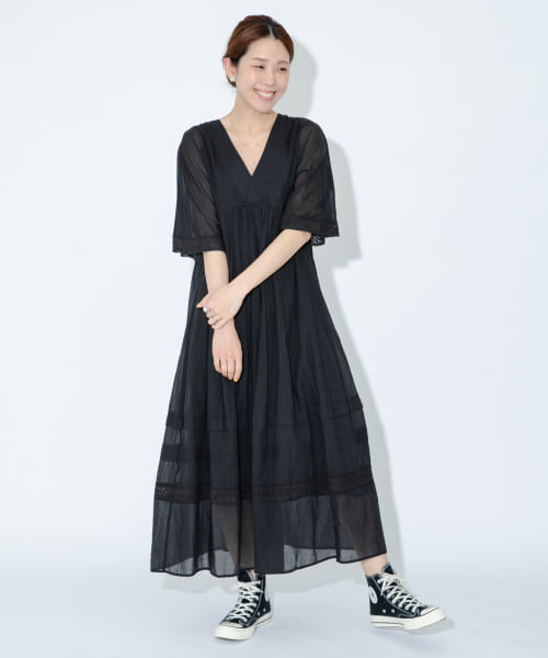 [Sonny Label][sara mallika　コットンボイルレースピンタックドレス]