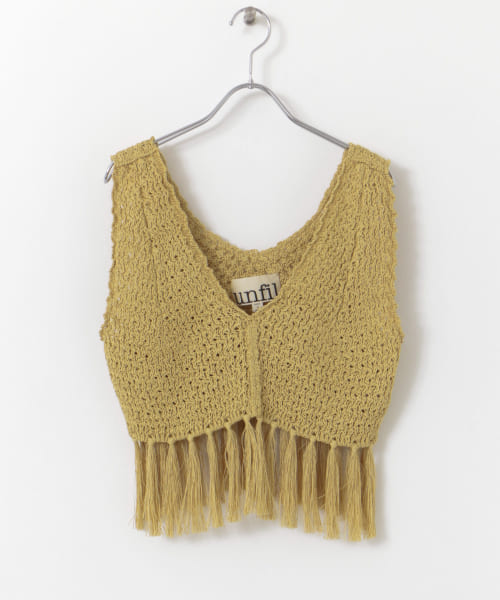 unfil　mesh fringed top