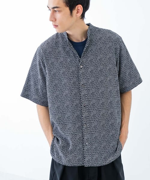 PRINT BAND COLLAR SHIRTS