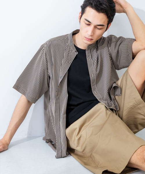 PRINT BAND COLLAR SHIRTS