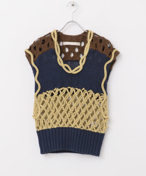 leinwande　Mix Yarn Crochet Top