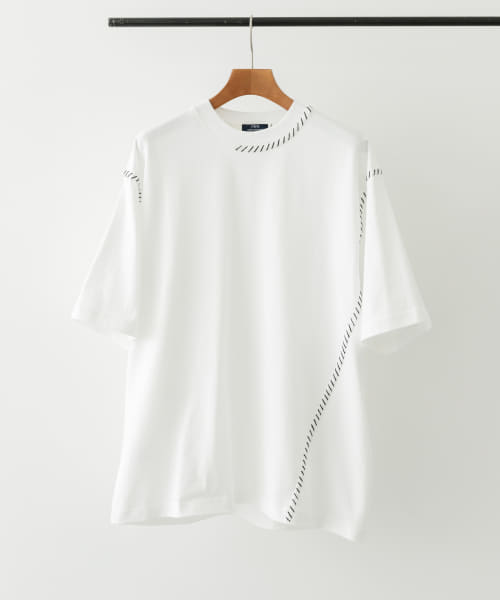 ブランケットステッチクルーネックTシャツ