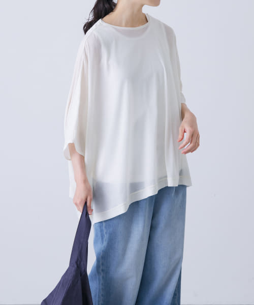 コットンシアーワイドカットソー