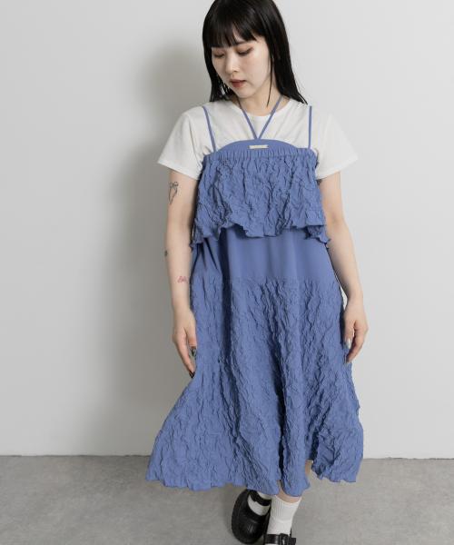 cwtch　SHRINK FLOWER PATTERN ONE-PIECE