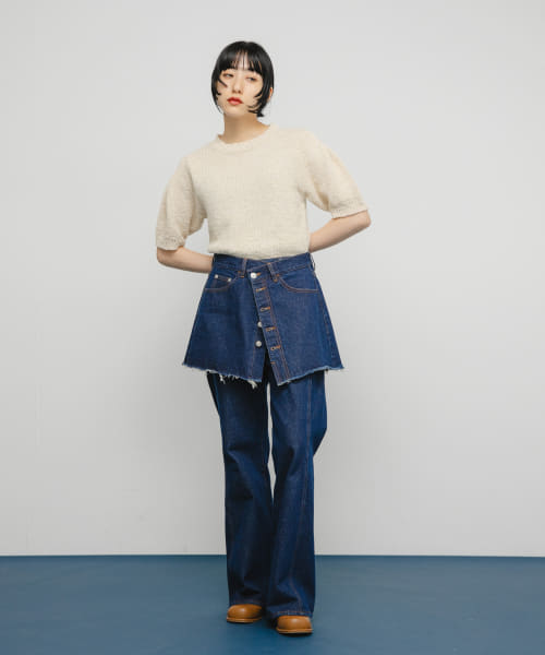 ハーフスリーブクロップドニット