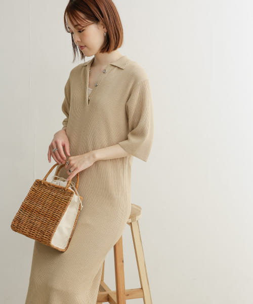 畦ポロKNITワンピース