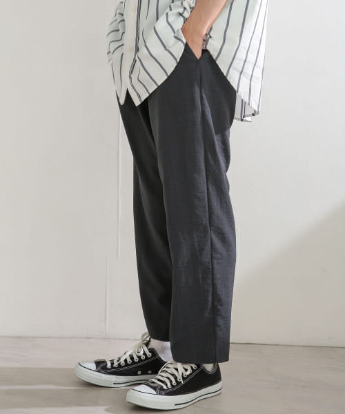 リネンライクタッククロップドパンツ