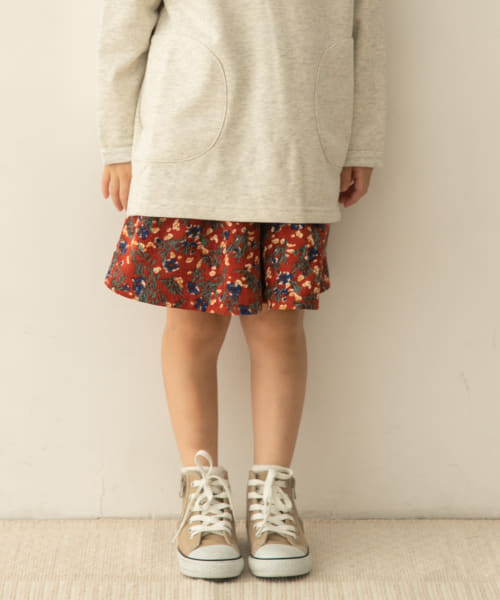 コーデュロイ花柄フレアキュロット(KIDS)