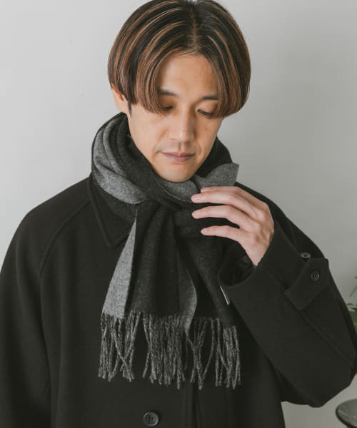 カシミヤブレンド ダブルフェイスマフラー