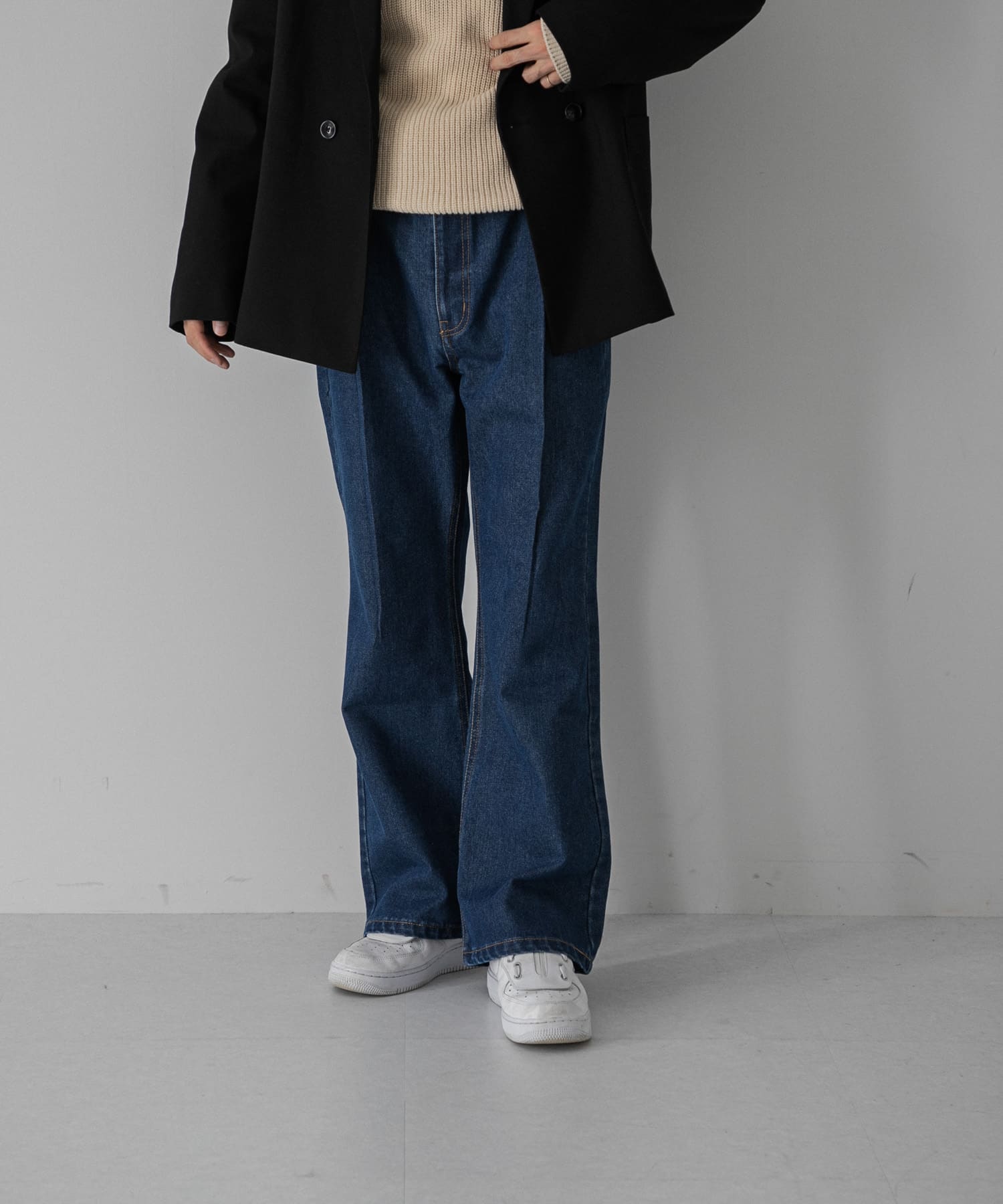 Couleur Meler sakasa tuck flare wide denim[EC27-14S008]｜URBAN