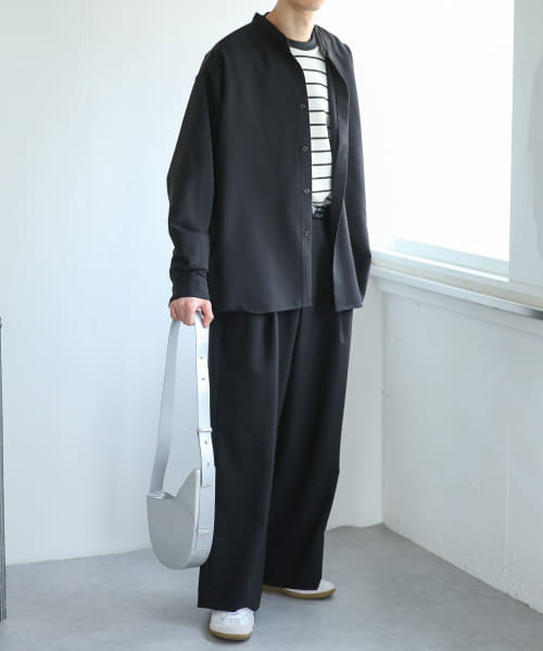 『セットアップ対応』 バンドカラールーズシャツ
